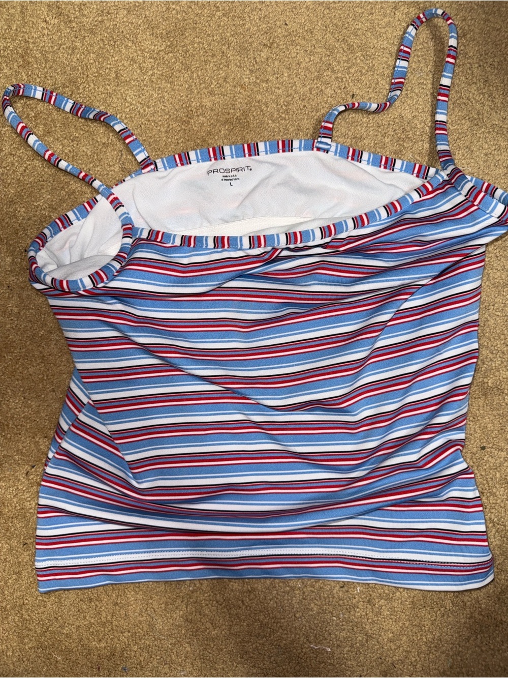 Prospirit Striped Tank — Red, Light Blue, White & Black